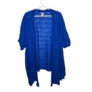 Catherines short‎ sleeve blue lightweight cardigan womens 5X minimalist capsule